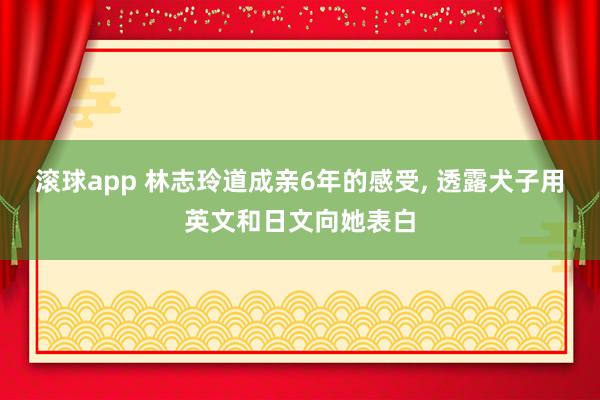 滚球app 林志玲道成亲6年的感受， 透露犬子用英文和日文向她表白