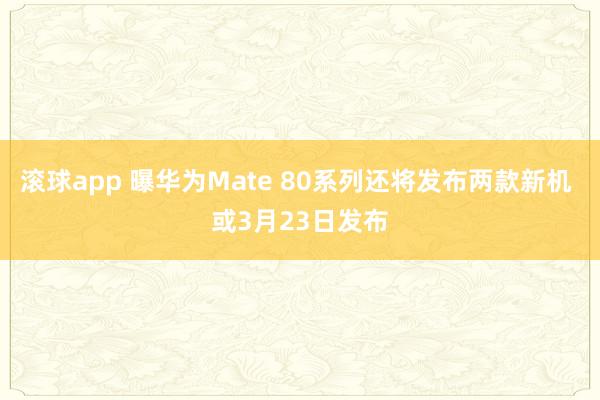 滚球app 曝华为Mate 80系列还将发布两款新机 或3月23日发布