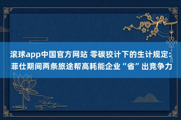 滚球app中国官方网站 零碳狡计下的生计规定: 菲仕期间两条旅途帮高耗能企业“省”出竞争力