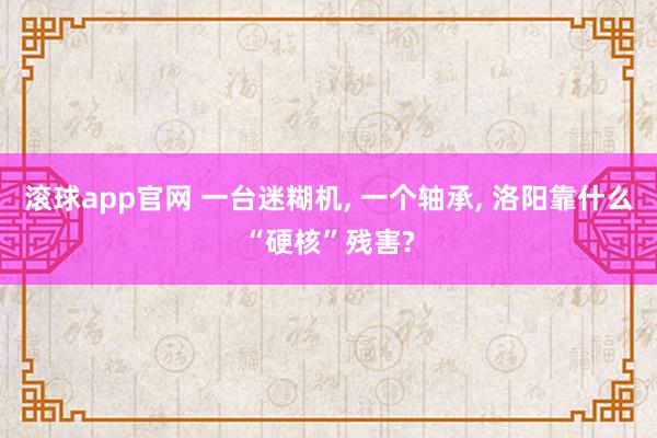 滚球app官网 一台迷糊机， 一个轴承， 洛阳靠什么“硬核”残害?