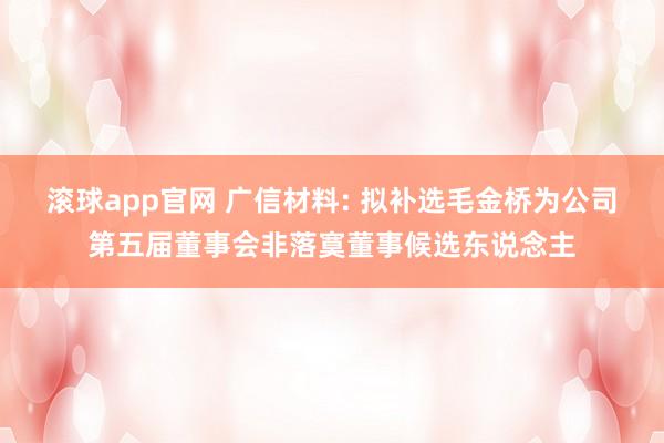 滚球app官网 广信材料: 拟补选毛金桥为公司第五届董事会非落寞董事候选东说念主