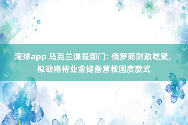 滚球app 乌克兰谍报部门: 俄罗斯财政吃紧， 拟动用待业金储备营救国度款式