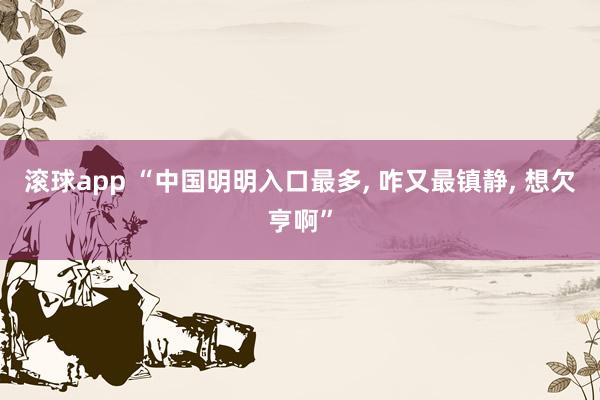 滚球app “中国明明入口最多， 咋又最镇静， 想欠亨啊”