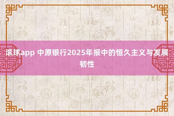 滚球app 中原银行2025年报中的恒久主义与发展韧性