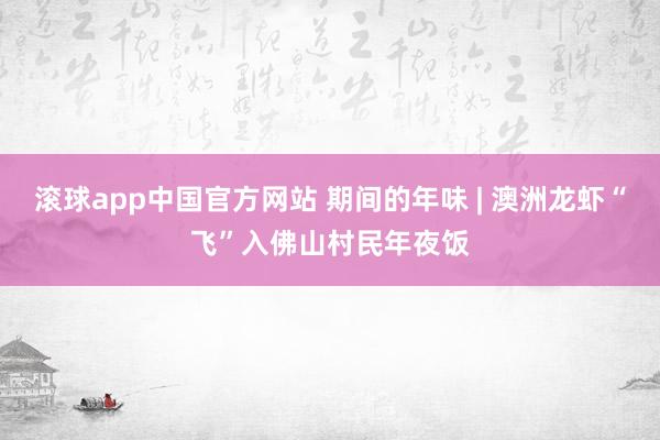 滚球app中国官方网站 期间的年味 | 澳洲龙虾“飞”入佛山村民年夜饭