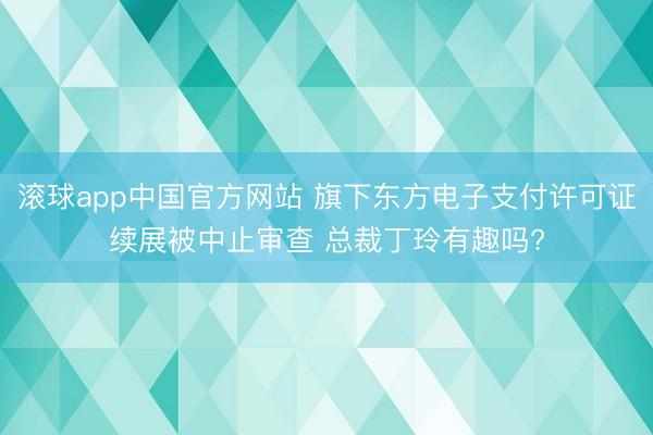 滚球app中国官方网站 旗下东方电子支付许可证续展被中止审查 总裁丁玲有趣吗?
