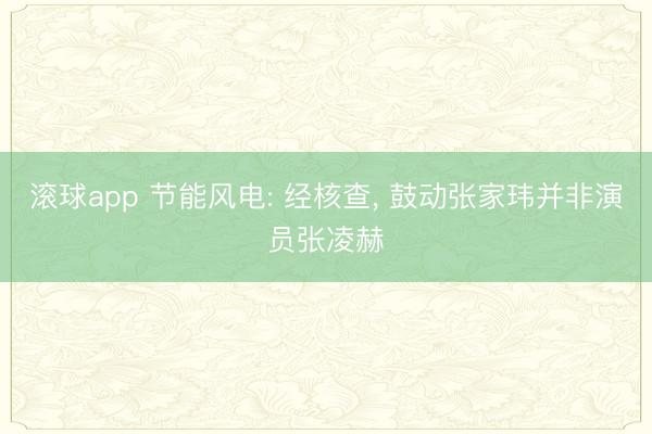 滚球app 节能风电: 经核查， 鼓动张家玮并非演员张凌赫