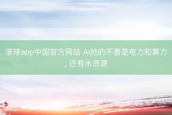 滚球app中国官方网站 AI抢的不啻是电力和算力， 还有水资源