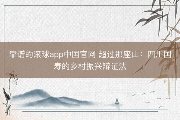靠谱的滚球app中国官网 超过那座山：四川国寿的乡村振兴辩证法