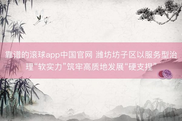 靠谱的滚球app中国官网 潍坊坊子区以服务型治理“软实力”筑牢高质地发展“硬支捏”
