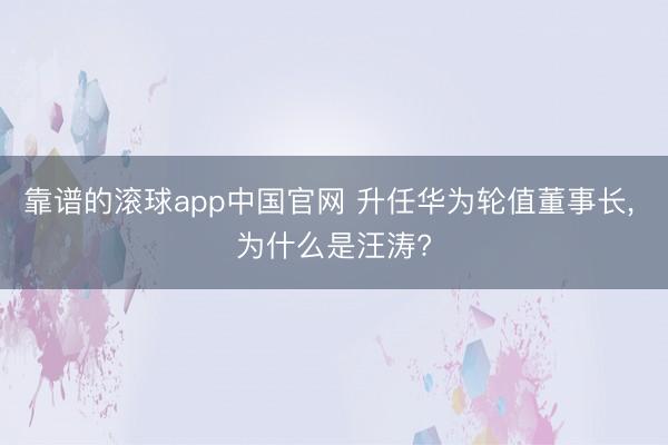 靠谱的滚球app中国官网 升任华为轮值董事长， 为什么是汪涛?