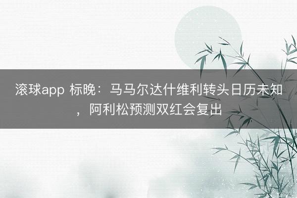 滚球app 标晚：马马尔达什维利转头日历未知，阿利松预测双红会复出